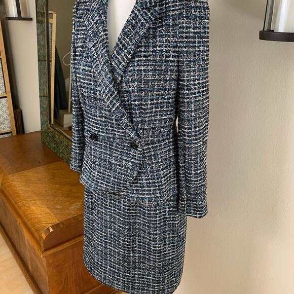 Vintage Double Breasted Sz 6 Tweed Boucle Skirt Suit Blazer Preppy Work Acadamia - Picture 4 of 11